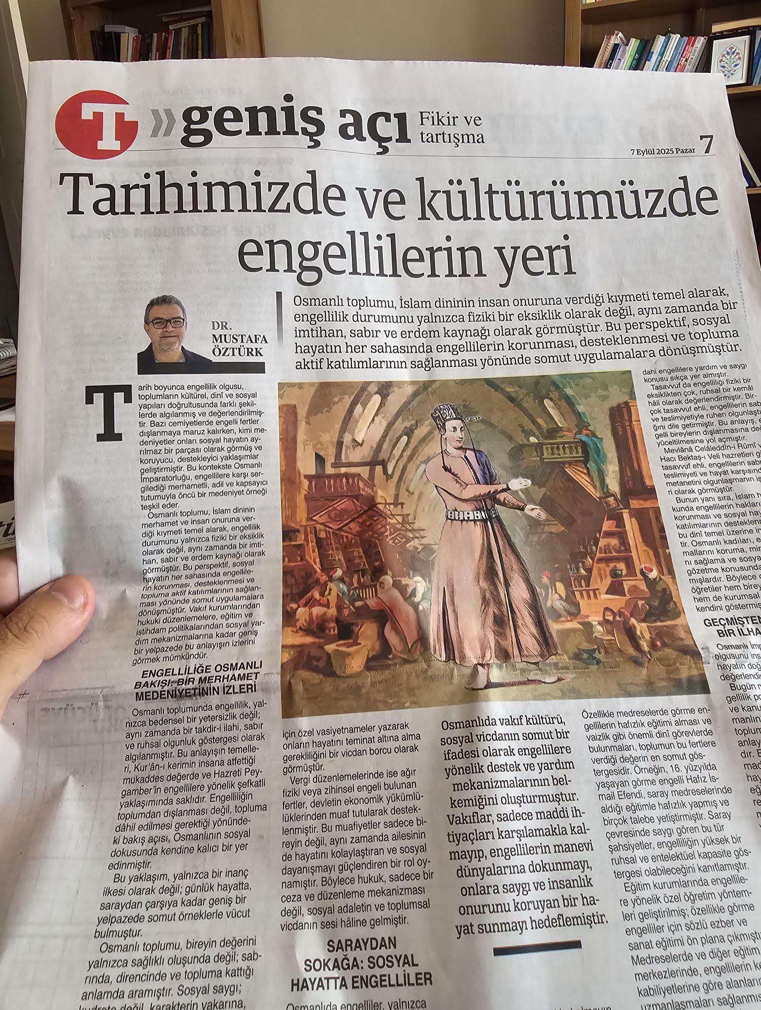 TARİHİMİZDE VE KÜLTÜRÜMÜZDE ENGELLİLERİN YERİ  EYLÜL 2025  GAZETEDE YAYINLANAN YAZIMIZ